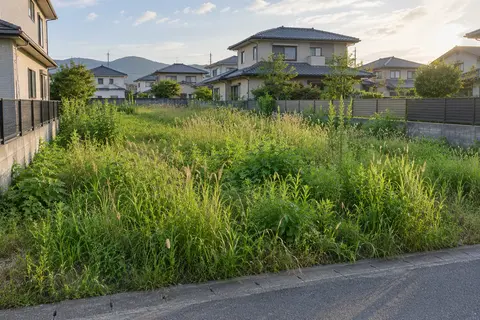 住宅地にある草が伸びた空き地